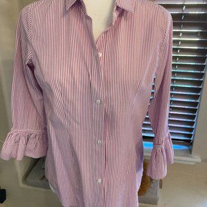 Gretchen Scott Pink and White Striped Blouse